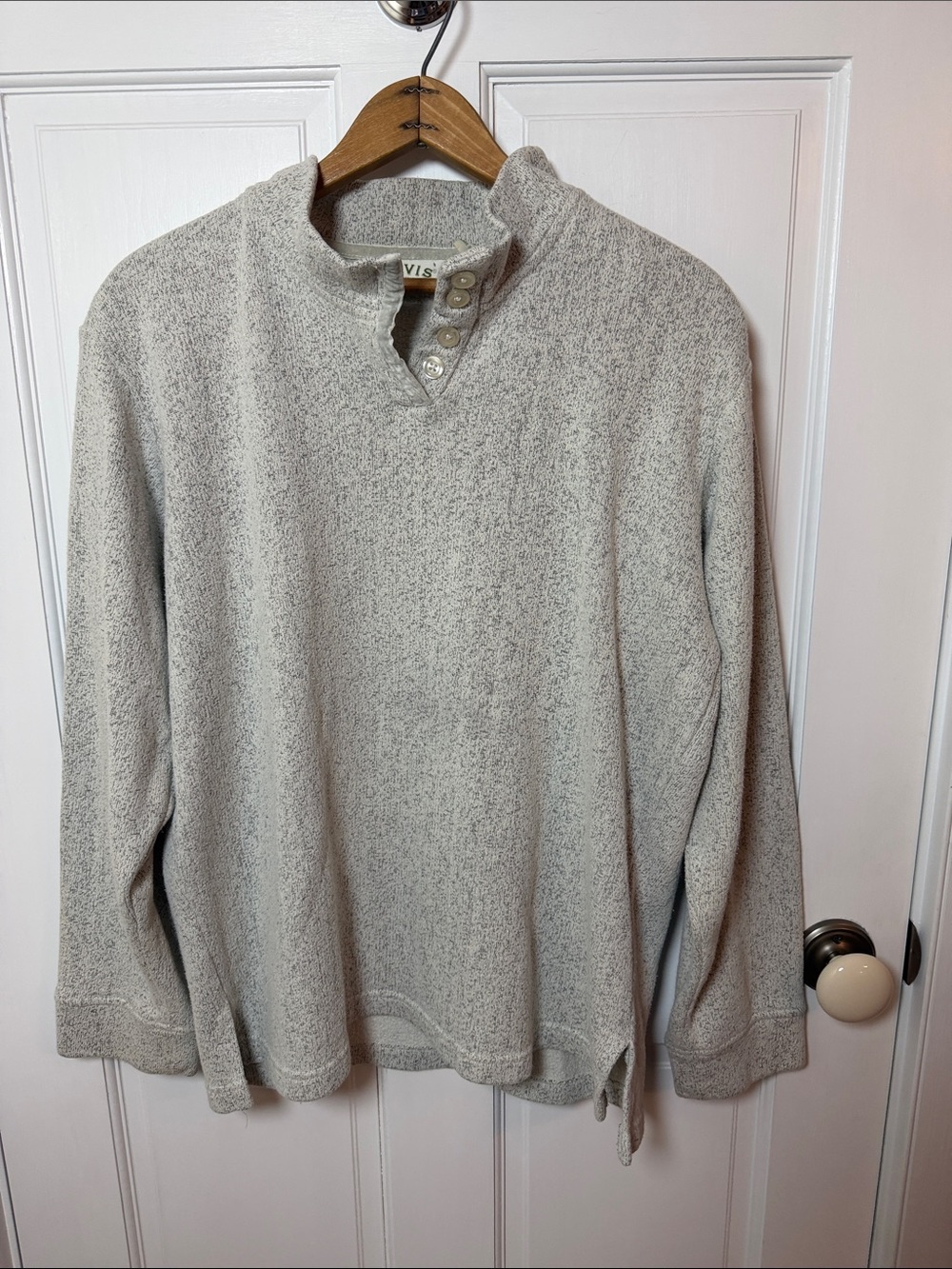 Orvis 1/4 button heather pull over sweater